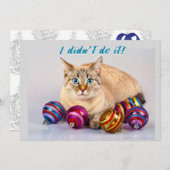 クリスマスボール付き猫の両面クリスマスカード シーズンカード (正面/裏面)