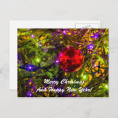 クリスマスボール赤いトウヒ シーズンポストカード (正面/裏面)