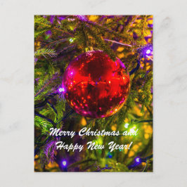 クリスマスボール赤いトウヒ シーズンポストカード