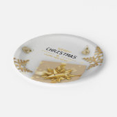 クリスマスボール金ゴールドギフトボックス金ゴールド雪片 ペーパープレート (アングル)