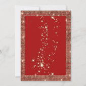 クリスマスボール金ゴールドシークインフレームレッドクリスマス 招待状 (裏面)