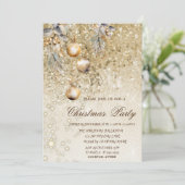 クリスマスボール金ゴールドシークンクリスマスパーティー 招待状 (スタンド正面)