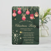 クリスマスボール雪の結晶グリーンクリスマス 招待状 (スタンド正面)