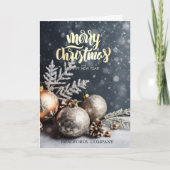 クリスマスボール雪グレー クリスマス企業 シーズンカード (正面)