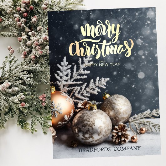 クリスマスボール雪グレー クリスマス企業 シーズンカード