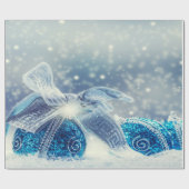 クリスマスボール雪（青） ラッピングペーパー (フラット)