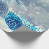 クリスマスボール雪（青） ラッピングペーパー (角)