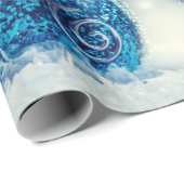 クリスマスボール雪（青） ラッピングペーパー (ロールコーナー)