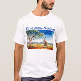 クリスマスボール飾りのあるユーカリの木の下のカンガルー Tシャツ