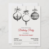 クリスマスボール飾り誕生日 招待状 (正面)