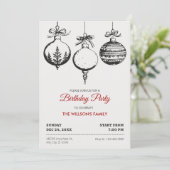 クリスマスボール飾り誕生日 招待状 (スタンド正面)