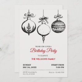 クリスマスボール飾り誕生日 招待状