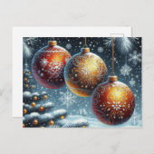 クリスマスボール3個 ポストカード (正面/裏面)