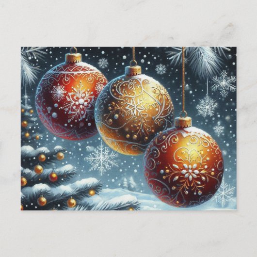 クリスマスボール3個 ポストカード (正面)
