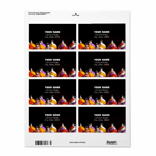 クリスマスボール3Dアートカスタム住所 シール (フルシート)