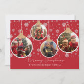 クリスマスボール4枚のフォトカード 招待状 (正面)