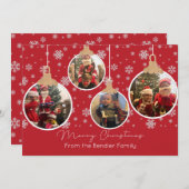 クリスマスボール4枚のフォトカード 招待状 (正面/裏面)