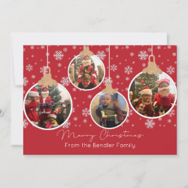 クリスマスボール4枚のフォトカード 招待状