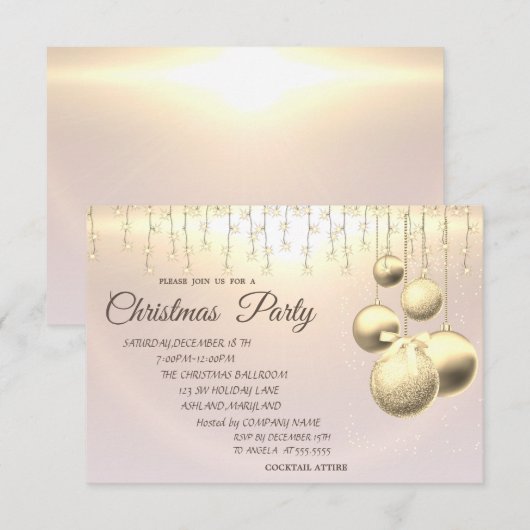 クリスマスボール,イルミネーション会社のクリスマスパーティー 招待状 (正面/裏面)