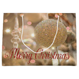 クリスマスボール、オーナメント、休日、メリークリスマス ラージペーパーバッグ