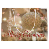 クリスマスボール、オーナメント、休日、メリークリスマス ラージペーパーバッグ (裏面)