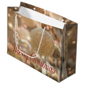 クリスマスボール、オーナメント、休日、メリークリスマス ラージペーパーバッグ (正面アングル)