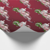 クリスマスボール、キャンドルレッドホリデー ラッピングペーパー (角)