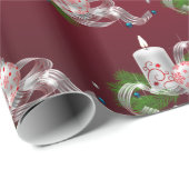 クリスマスボール、キャンドルレッドホリデー ラッピングペーパー (ロールコーナー)