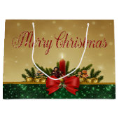 クリスマスボール、キャンドル、メリークリスマス ラージペーパーバッグ (正面)