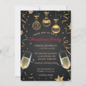 クリスマスボール、コンフェッティー付き企業クリスマスパーティー 招待状 (正面)