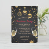 クリスマスボール、コンフェッティー付き企業クリスマスパーティー 招待状 (スタンド正面)