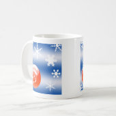 クリスマスボール スノーフレーク 青 白 赤 コーヒーマグカップ (正面左)