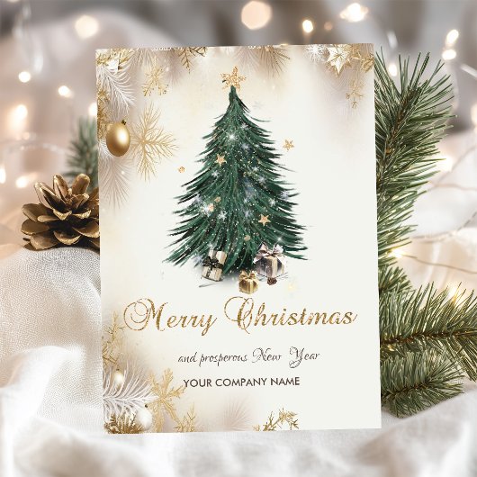 クリスマスボール、ツリー、プレゼント、雪片ホリデー シーズンカード