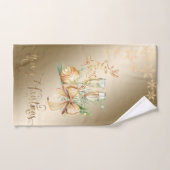 クリスマスボール，トナカイ，ワイングラス，雪片 バスタオルセット (ハンドタオル)