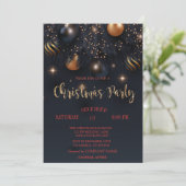 クリスマスボール ブラック 社員パーティー 招待状 (スタンド正面)