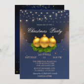 クリスマスボール ブランチ ブルー クリスマス 会社 招待状 (正面/裏面)