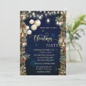 クリスマスボール、ベル、松ぼっくり 青いクリスマス 招待状 (スタンド正面)