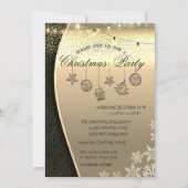 クリスマスボール、ライトダマスク金ゴールドクリスマスパーティー 招待状 (正面)