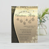 クリスマスボール、ライトダマスク金ゴールドクリスマスパーティー 招待状 (スタンド正面)