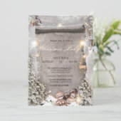 クリスマスボール、ライト、松の木のシルバー 招待状 (スタンド正面)