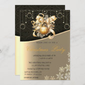 クリスマスボール、リボン付き企業クリスマスパーティー 招待状 (正面/裏面)