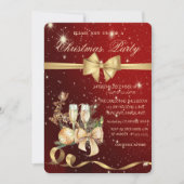 クリスマスボール、リボン、トナカイのクリスマスパーティー招待状 招待状 (正面)