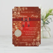 クリスマスボール、リボン 法人 クリスマスパーティー 招待状 (スタンド正面)