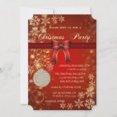 クリスマスボール、リボン 法人 クリスマスパーティー 招待状 (正面)
