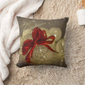 クリスマスボール、レッドボウ、ストリングライト クッション (ブランケット)