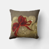 クリスマスボール、レッドボウ、ストリングライト クッション (裏面)