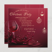 クリスマスボール、ワイングラス企業のクリスマス 招待状 (正面/裏面)