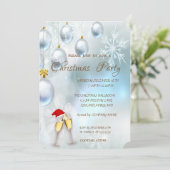 クリスマスボール、ワイングラス、企業クリスマスパーティー 招待状 (スタンド正面)