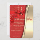 クリスマスボール、弓、赤、金ゴールド企業パーティー 招待状 (正面)