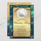 クリスマスボール、木の雪片の会社のパーティー 招待状 (正面/裏面)